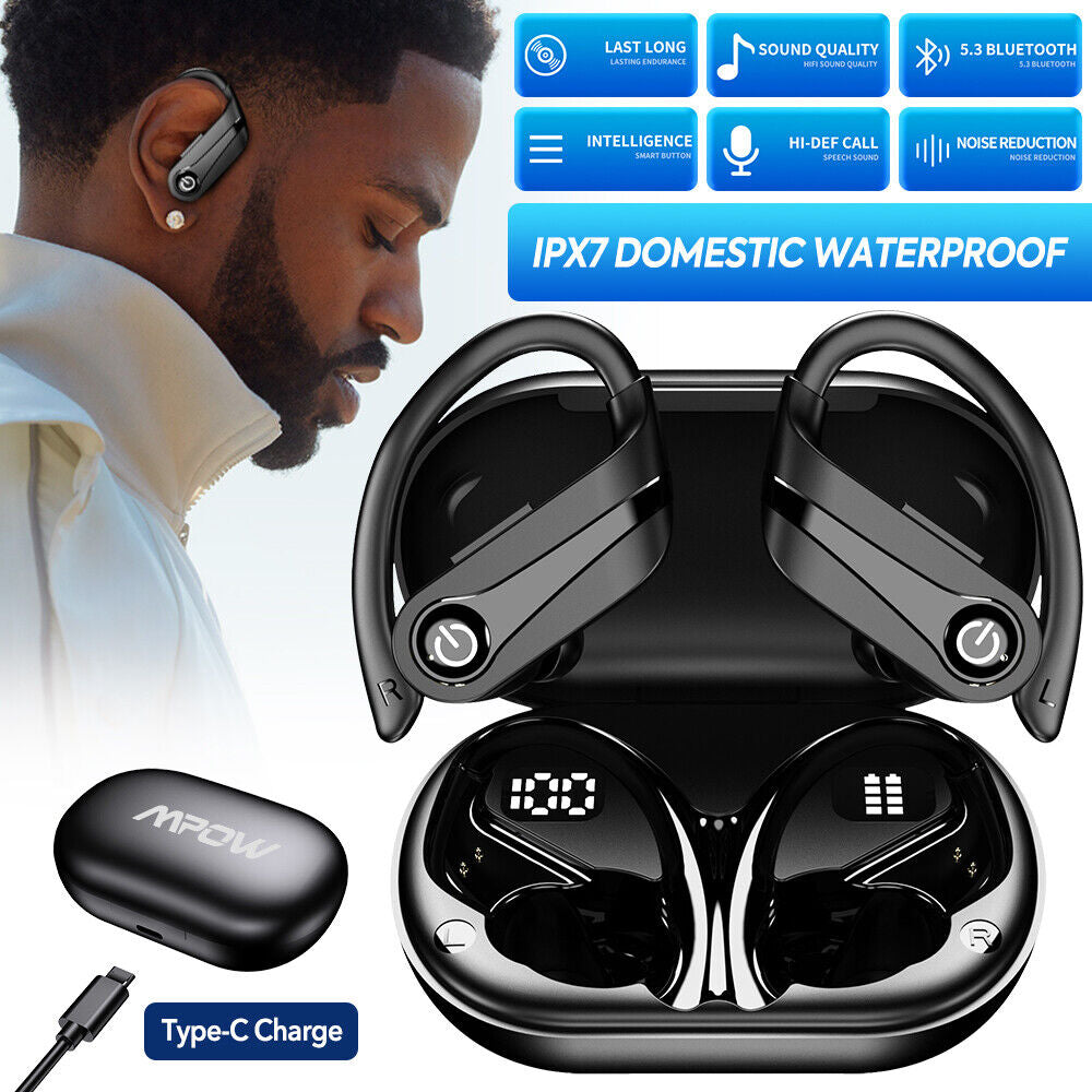 MPOW Bluetooth 5.3 Earbuds Headphones Wireless Earphones Sports Stereo Ear Hook