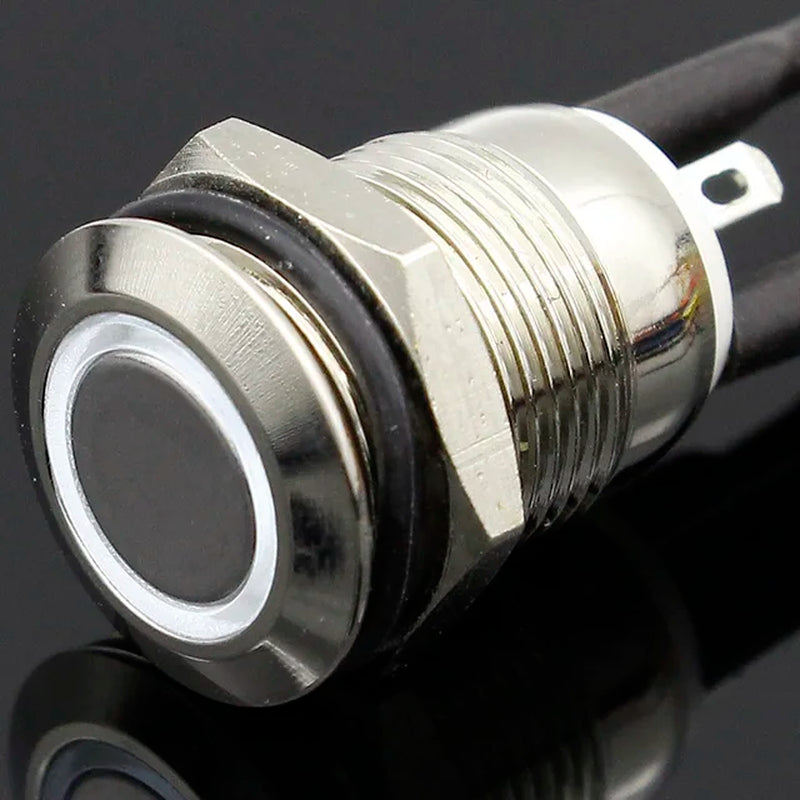 1PC 12MM with LED 3V 5V 12V 24V 220V Metal Button Switch Momentary Push Button Auto Reset Waterproof Illuminated