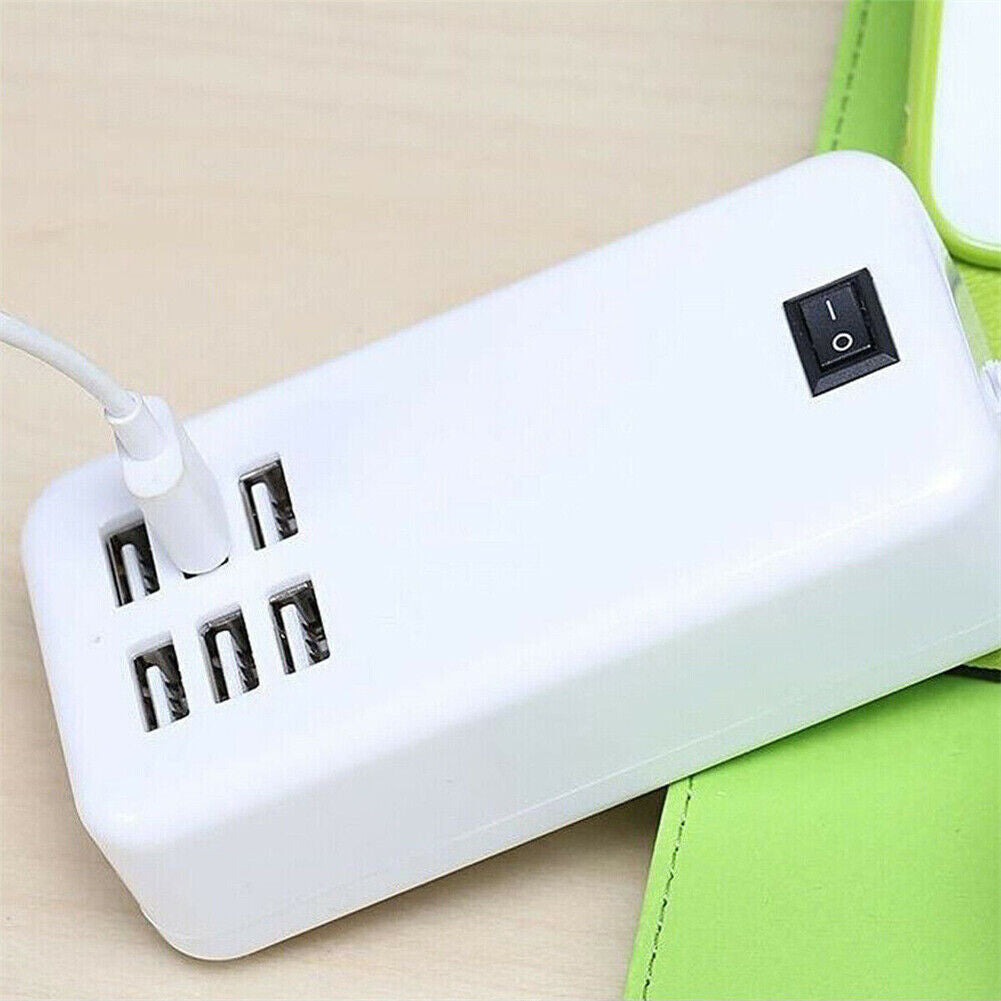 Multi 6-Ports USB Phone Charger Socket Fast Charging Station Adapter UK Plug