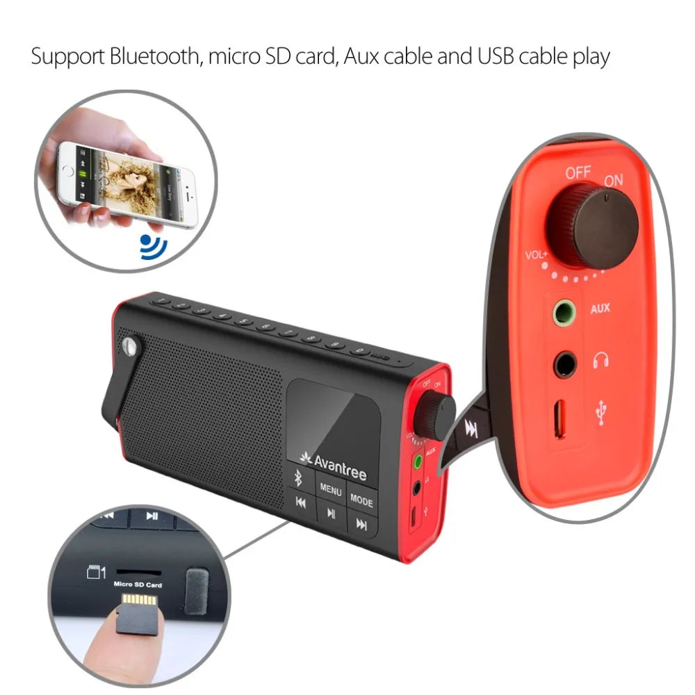 SP850 Portable FM Radio Bluetooth Speaker and SD Card 3-In-1, MP3 with Headphones Socket