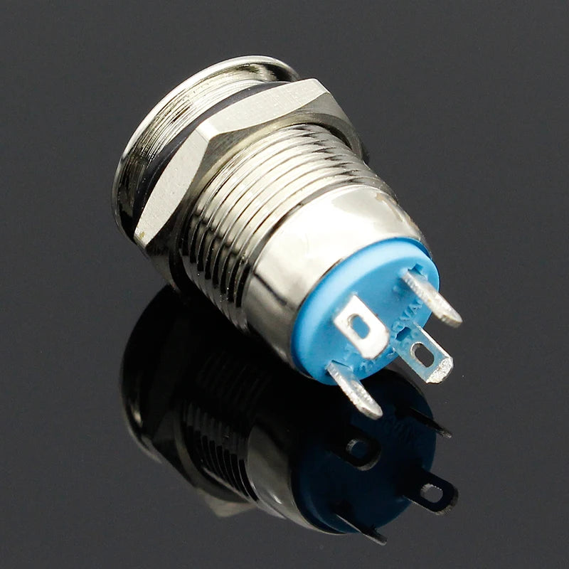 1PC 12MM with LED 3V 5V 12V 24V 220V Metal Button Switch Momentary Push Button Auto Reset Waterproof Illuminated