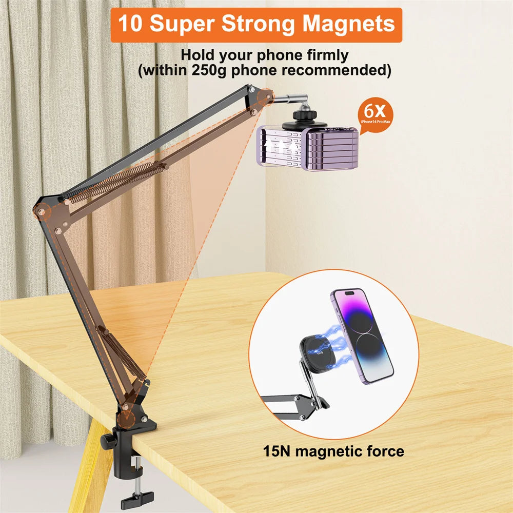 Universal Metal Magic Arm Magnetic Phone Holder Tablet Stand Bed Desk Mount Support for Ipad Android Iphone Smartphone Holder