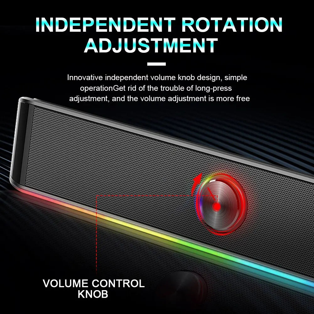 GS560 Adiemus Aux 3.5Mm Stereo Surround Music Smart RGB Speakers Column Sound Bar for Computer PC Notebook Loudspeakers