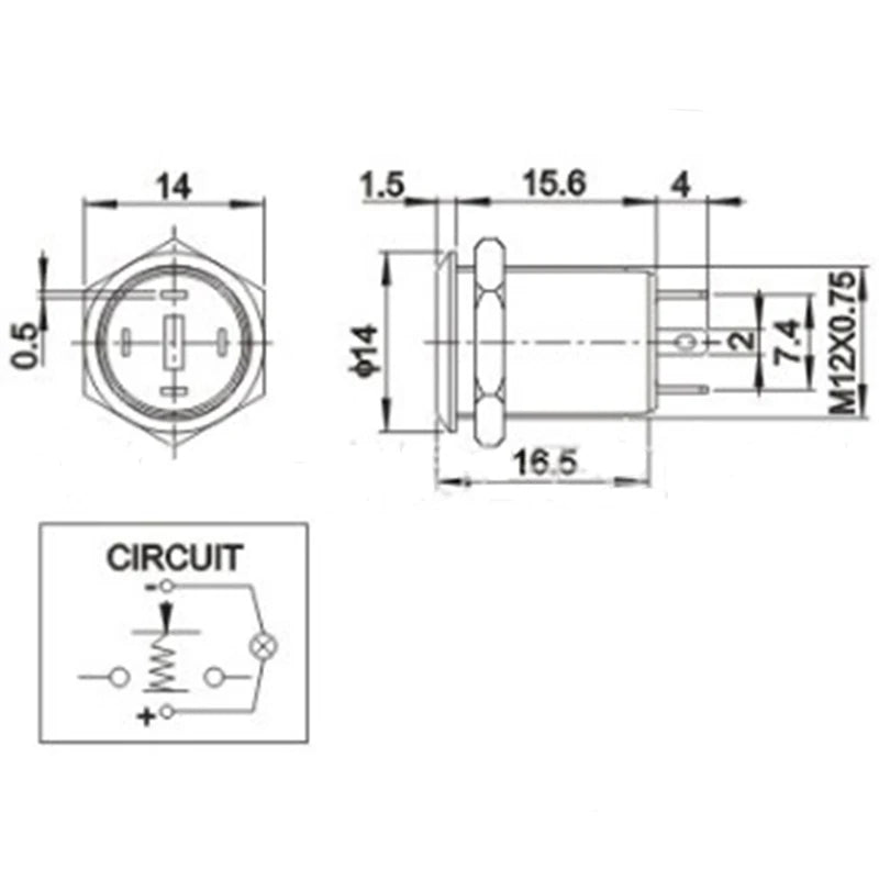 1PC 12MM with LED 3V 5V 12V 24V 220V Metal Button Switch Momentary Push Button Auto Reset Waterproof Illuminated