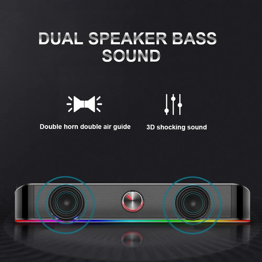 GS560 Adiemus Aux 3.5Mm Stereo Surround Music Smart RGB Speakers Column Sound Bar for Computer PC Notebook Loudspeakers