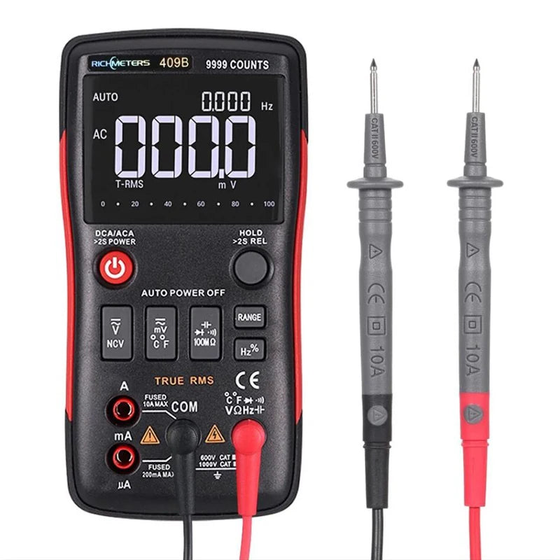 RM409B/RM408B True-Rms Digital Multimeter Button 9999/8000 Counts with Analog Bar Graph AC/DC Voltage Ammeter Current Ohm Auto