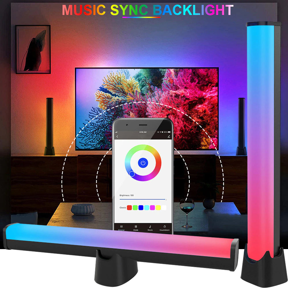 Smart LED Light Bars RGBIC Ambiance Backlights Bluetooth 10 Scene Modes Pickup Rhythm Light Music Sync Kit Works Play Light Bar