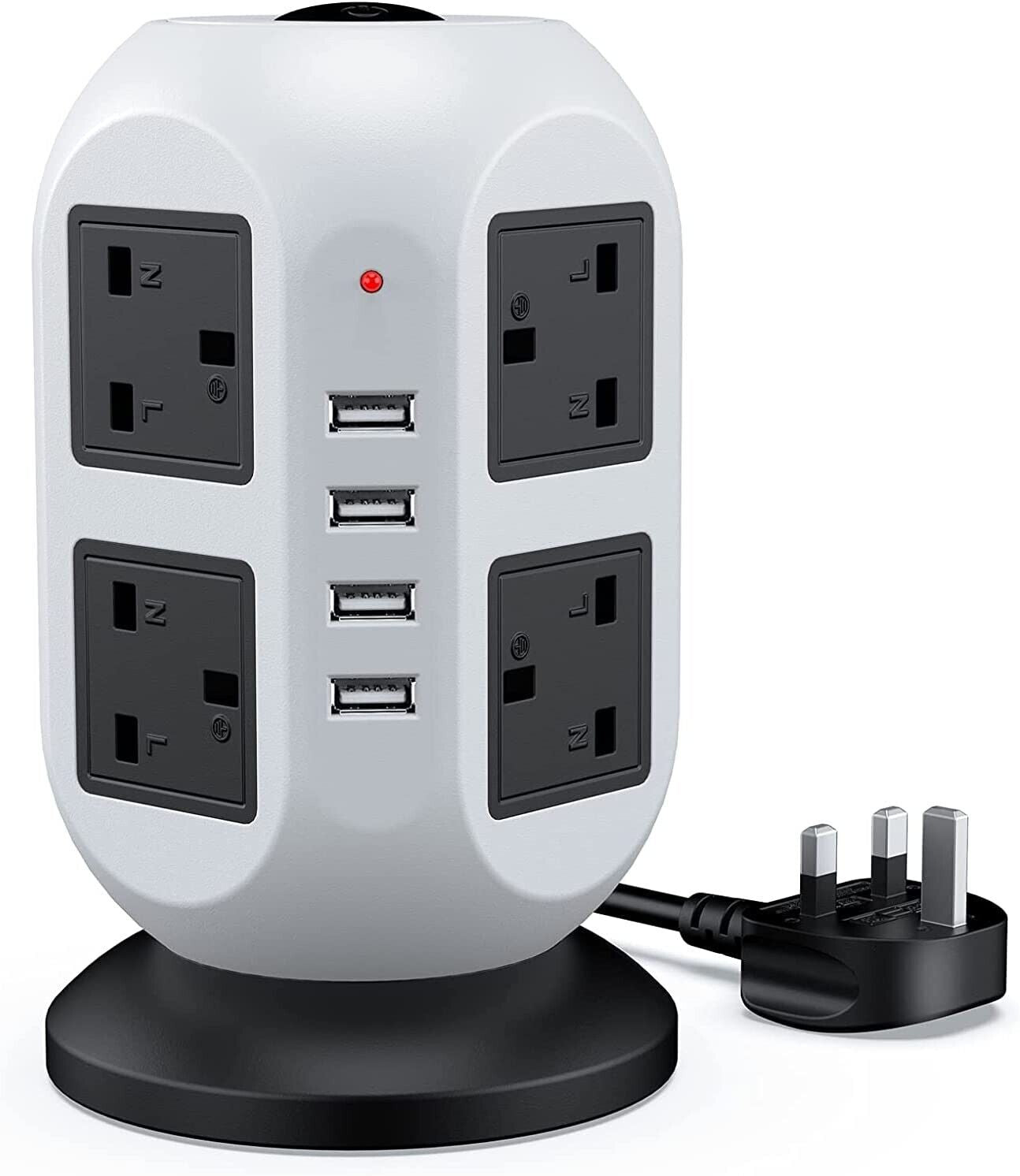 Tower Extension Lead 8 Socket +4 USB with Indicator & Surge Protection 5M Long