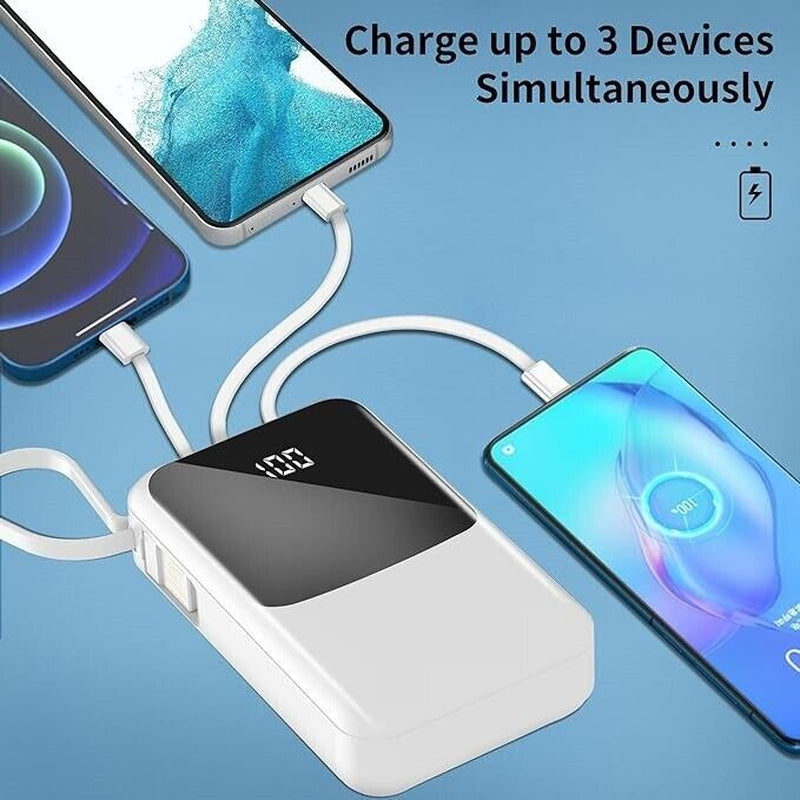 10000Mah Power Bank with Built in Cables , Portable Charger for Iphone,Samsung