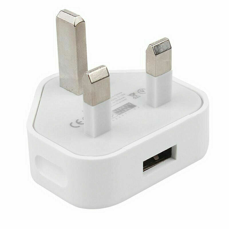 UK 3 Pin Mains Wall USB Charging Plug Wall Charger Adapter for Iphone Samsung