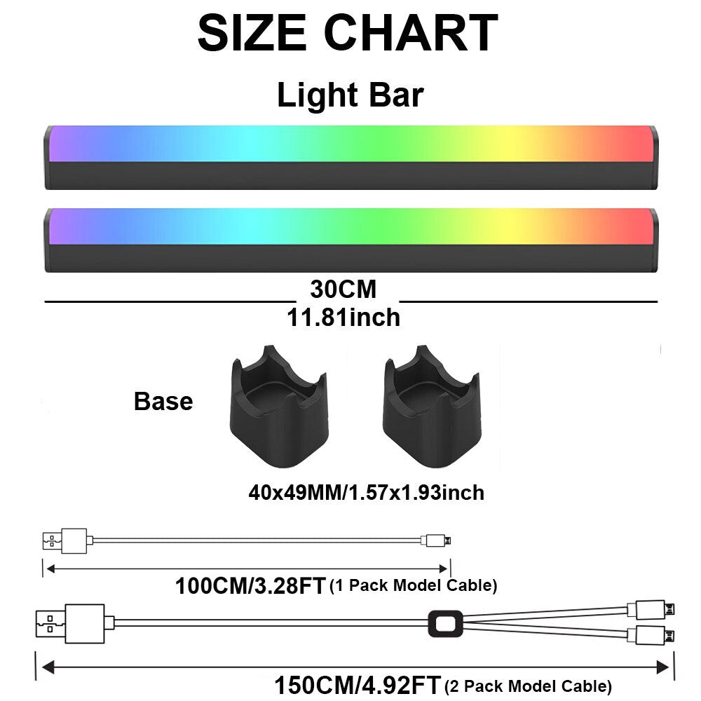 Smart LED Light Bars RGBIC Ambiance Backlights Bluetooth 10 Scene Modes Pickup Rhythm Light Music Sync Kit Works Play Light Bar