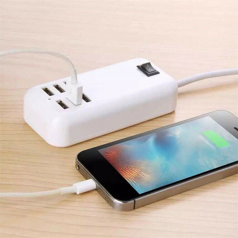 Multi 6-Ports USB Phone Charger Socket Fast Charging Station Adapter UK Plug