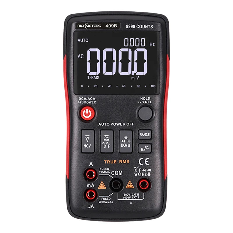 RM409B/RM408B True-Rms Digital Multimeter Button 9999/8000 Counts with Analog Bar Graph AC/DC Voltage Ammeter Current Ohm Auto