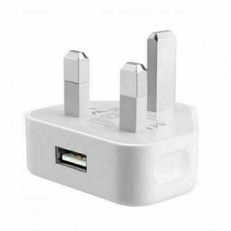 UK 3 Pin Mains Wall USB Charging Plug Wall Charger Adapter for Iphone Samsung