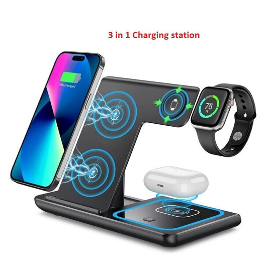 3 in 1 Wireless Charger Charging Station for Apple Watch for Iphone 15 14 13 12