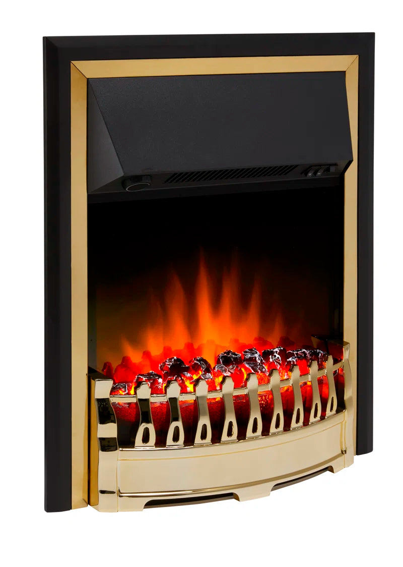 Glen  Crofton Optiflame Electric Inset Fire, Traditional Style Electric Fire with Brass Finish