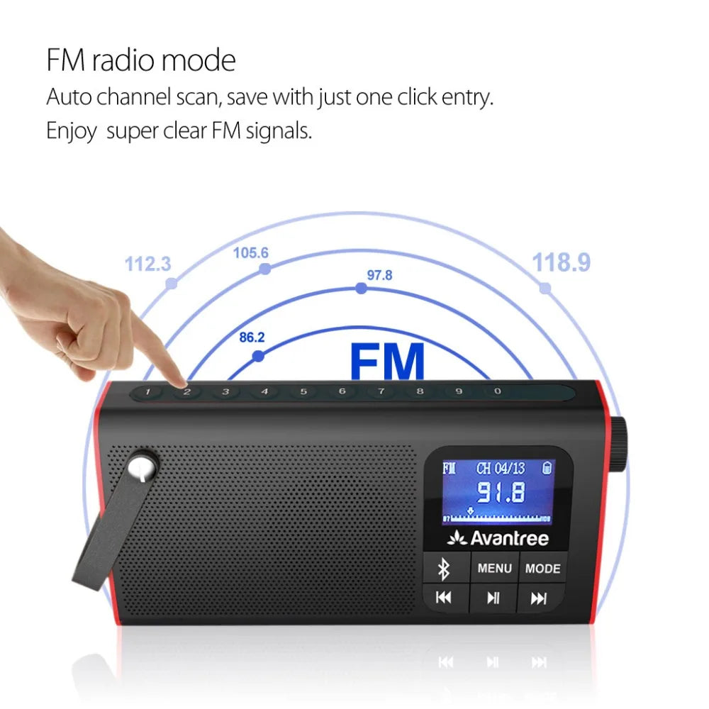 SP850 Portable FM Radio Bluetooth Speaker and SD Card 3-In-1, MP3 with Headphones Socket