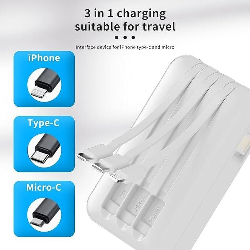 10000Mah Power Bank with Built in Cables , Portable Charger for Iphone,Samsung