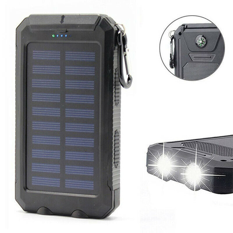 10000000Mah Solar Power Bank Pack Waterproof 2USB LED Battery Charger Phone UK