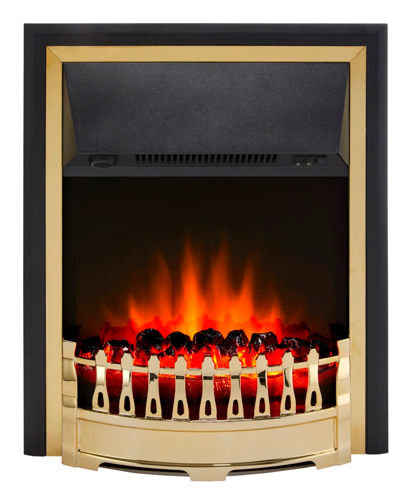 Glen  Crofton Optiflame Electric Inset Fire, Traditional Style Electric Fire with Brass Finish