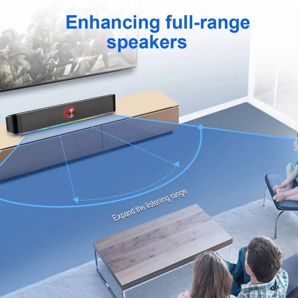 GS560 Adiemus Aux 3.5Mm Stereo Surround Music Smart RGB Speakers Column Sound Bar for Computer PC Notebook Loudspeakers