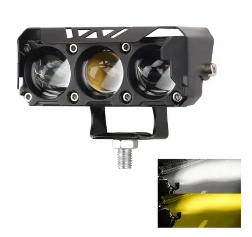 1PC Motorcycle LED Spotlight Dual Color Hi/Low Beam Fog Lamps for Car Trucks SUV UTV 12V 24Vmini Lens Headlight Driving Light