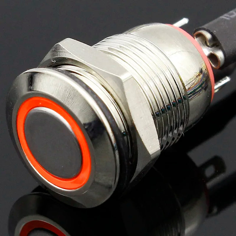 1PC 12MM with LED 3V 5V 12V 24V 220V Metal Button Switch Momentary Push Button Auto Reset Waterproof Illuminated